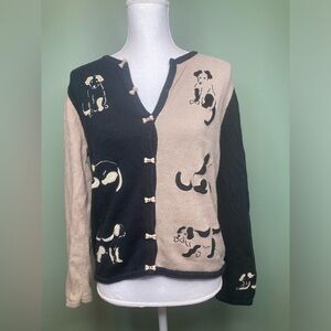Vintage Christopher Banks Sweater Womens Medium Dog Embroidered 2004 Cute Bones